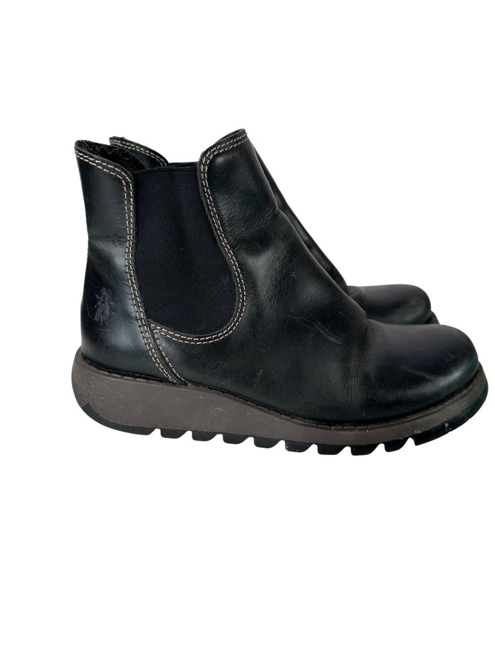 Fly London Salv Black Chelsea Ankle Boots Women Euro 37